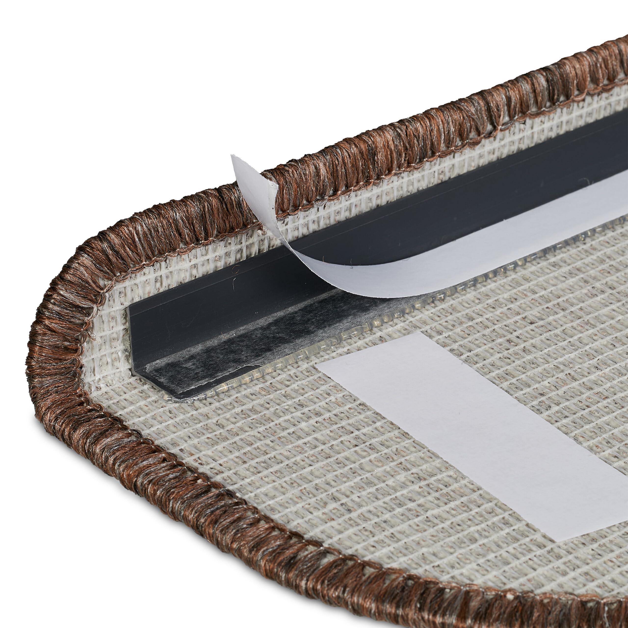 Relaxdays Tappetini Antiscivolo Scale Interne, Set 15 Tappeti Adesivi Gradini, 65x24 cm, Strisce Coprigradini, Marrone