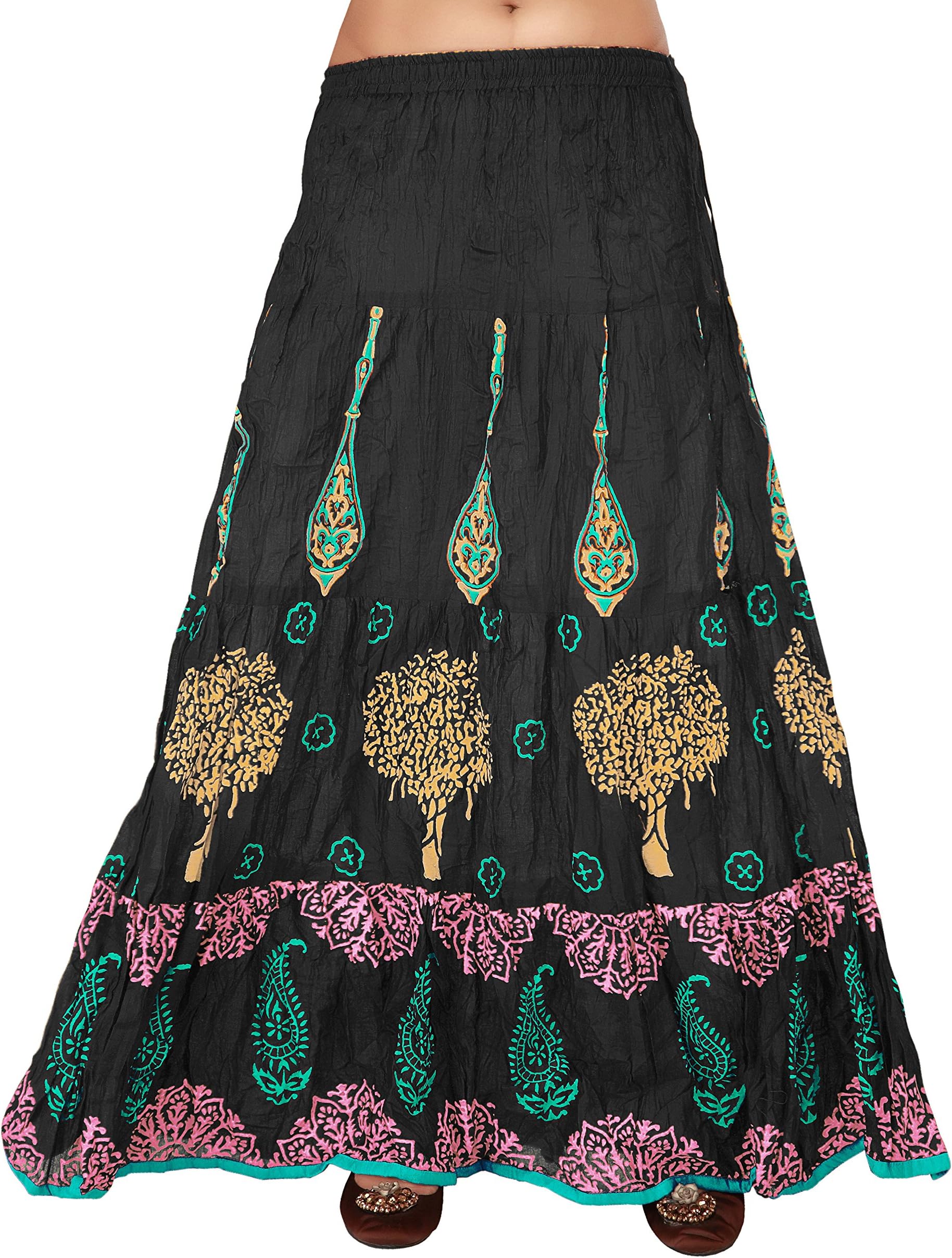 In-Sattva Colors Womens Full Length Skirt with Printed Fabric