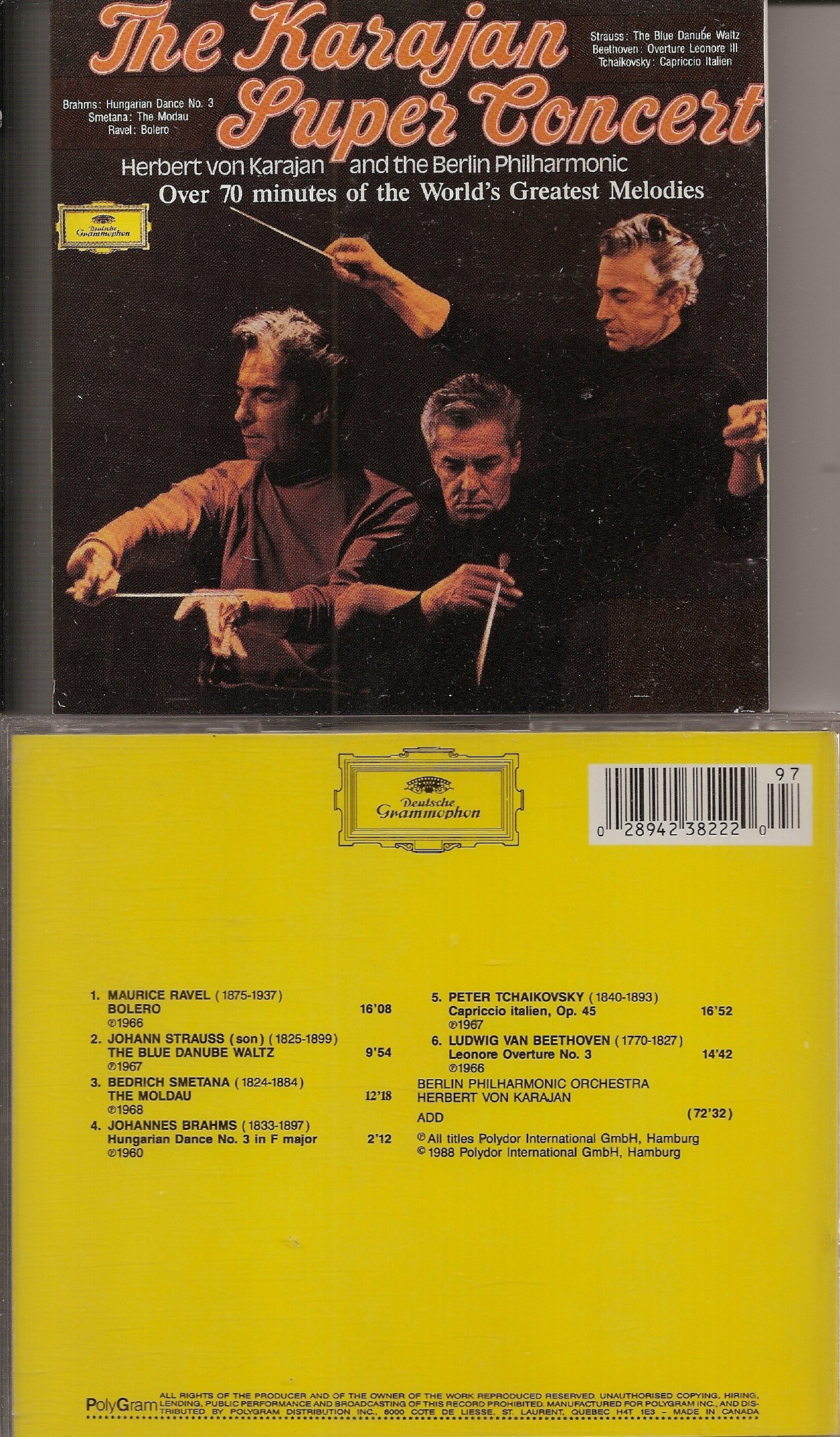 Karajan Super Concert (UK Import) [Audio CD] RAVEL,STRAUSS,BRAHMS,TCHAIKOVSKY,BEETHOVEN,SMETANA; HERBERT VON KARAJAN and BERLIN PHILHARMONIC ORCHESTRA