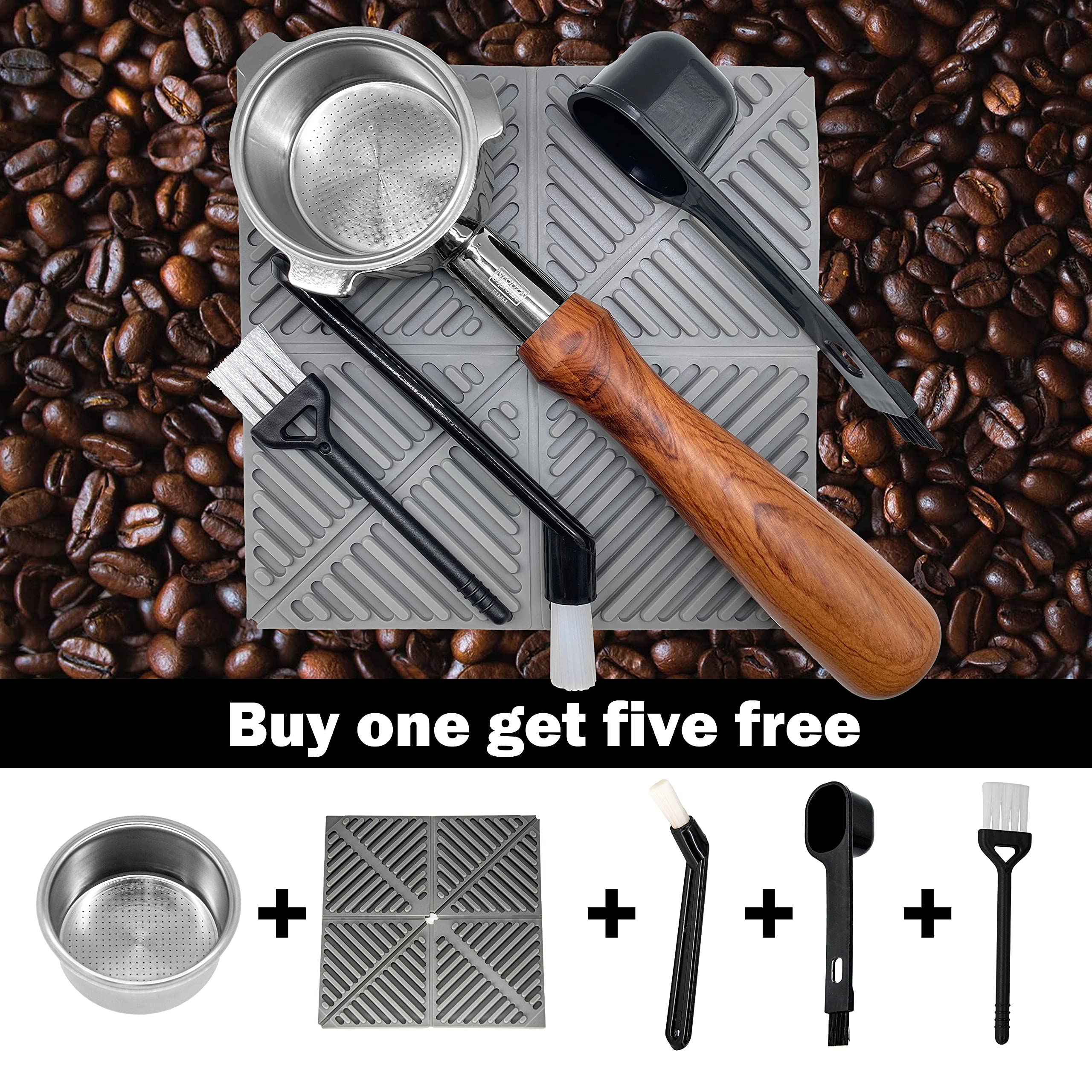 NEOUZA Coffee - Portafiltro sin fondo de 51 mm compatible con la máquina de espresso DeLonghi EC9335, sin soporte de filtro base