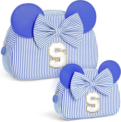 Vista 68 de Regalos de Navidad para niñas, bolsa de maquillaje con inicial, bolsas de cosméticos, bolsa de maquillaje de viaje, regalos de cumpleaños Azul