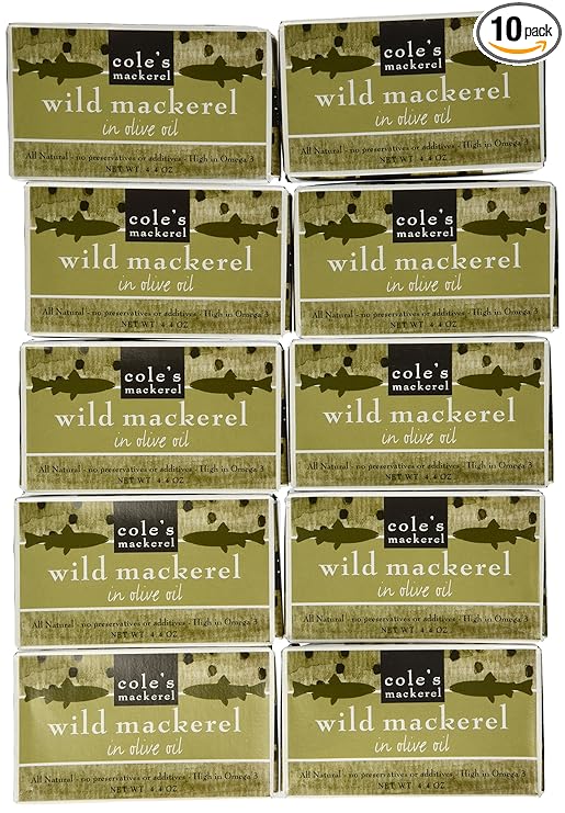 COLES MACKEREL OLIVE OIL, 4.4 Ounce (Pack of 10)