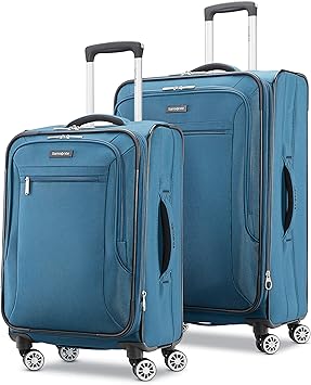 review Samsonite Ascella X Softside Expandable Luggage with Spinners | Teal | 2PC SET (Carry-on/Medium)