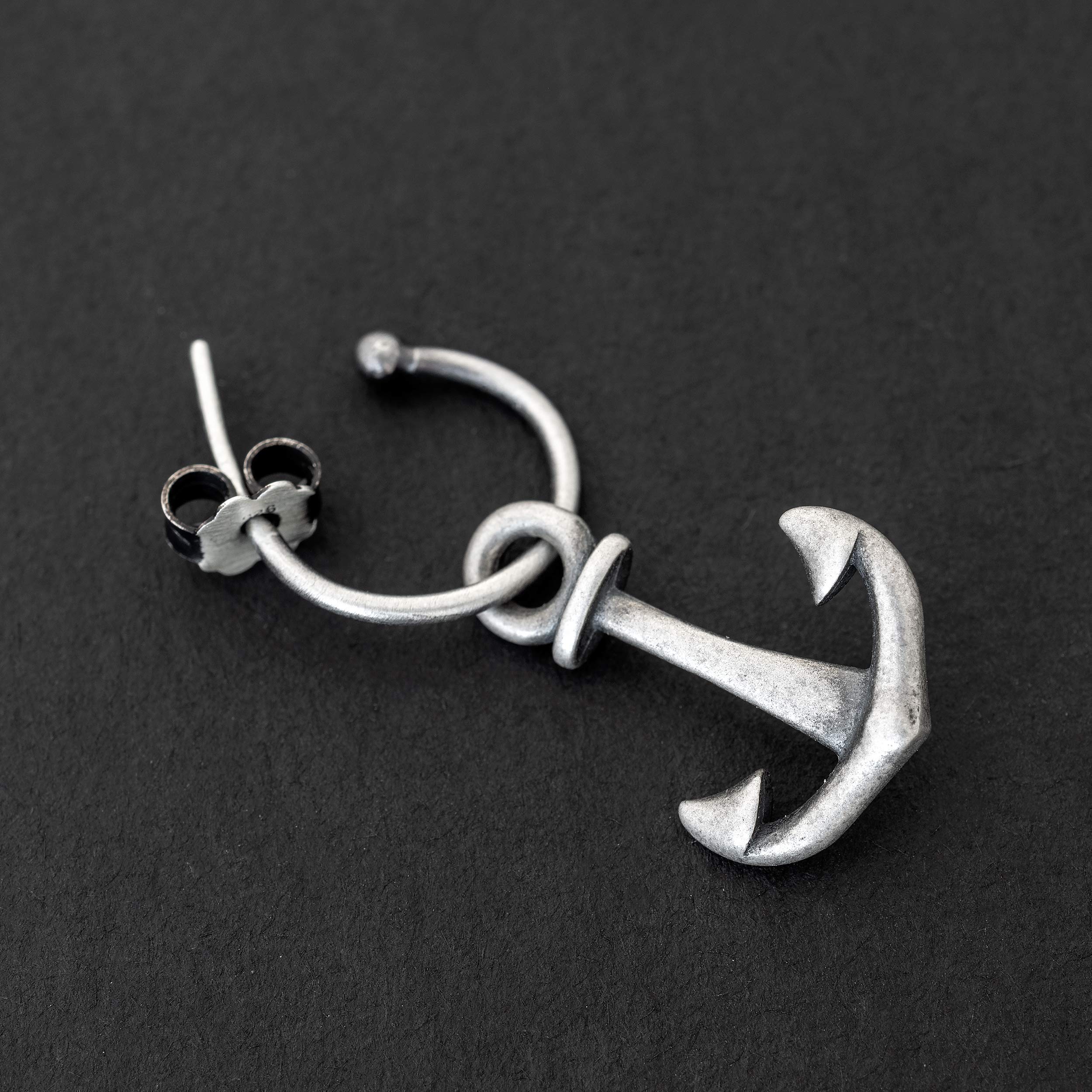 Handmade geschenk für ihn 925 sterling silber ohrring für Männer ohrreifen mit charme Männer ohrring huggie hoop ohrring Männer schmuck geschenk anker ohrring sea rock