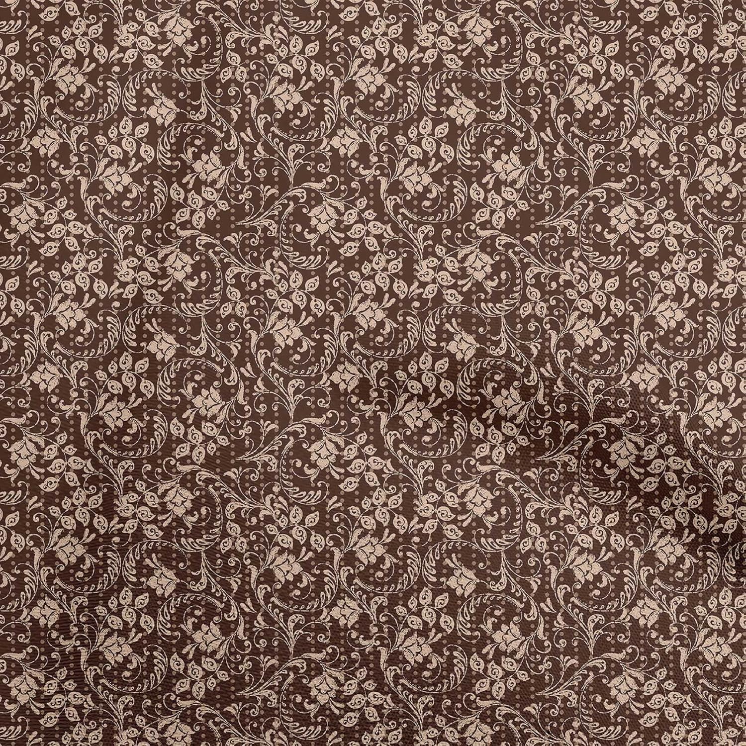 oneOone Viscose Chiffon Maroon Fabric Floral Sewing Material Print Fabric By The Yard 42 Inch Wide-15