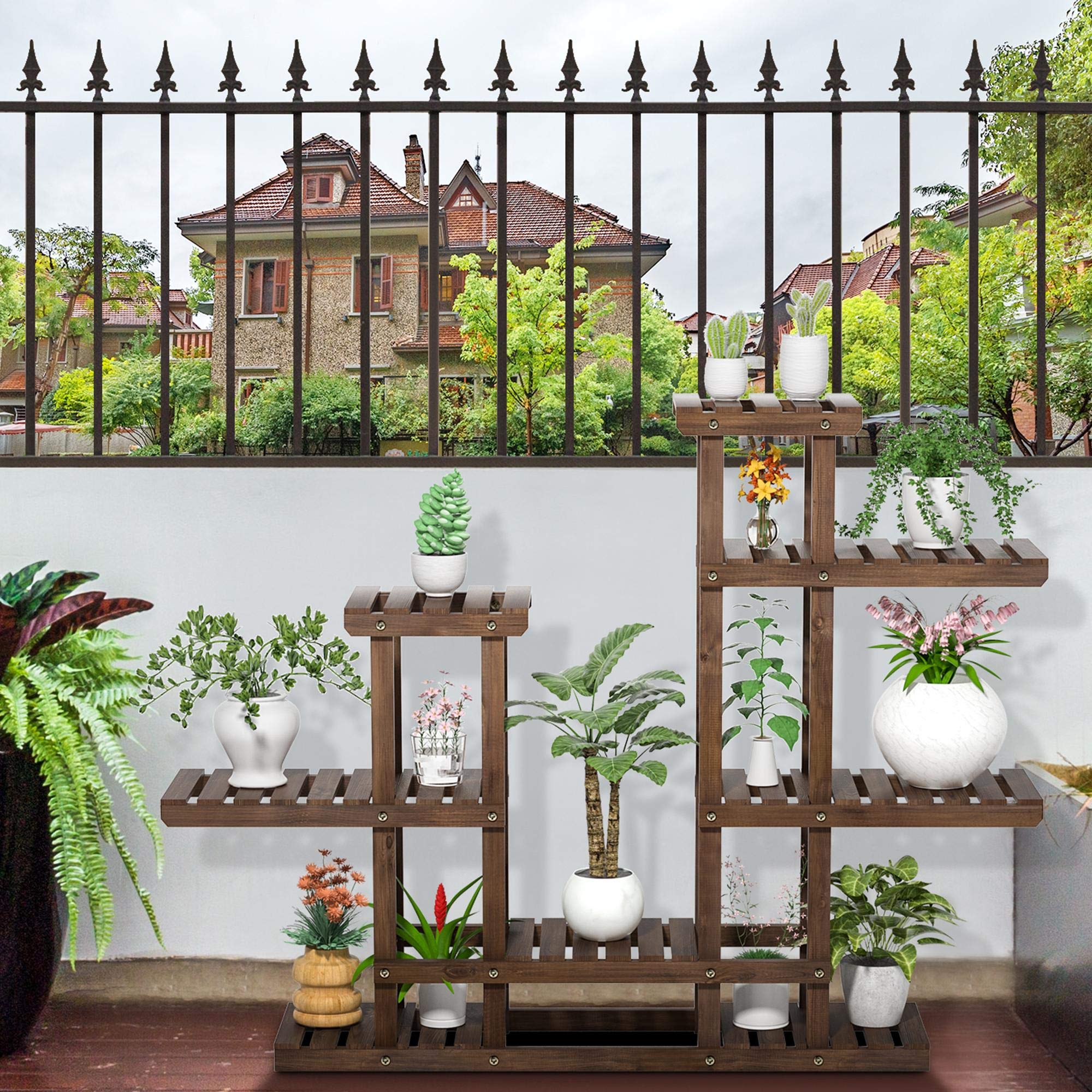 Yaheetech 6 Tier Plant Stand Rack Indoor Outdoor Flower Pots Holder Window Plant Shelf Unit