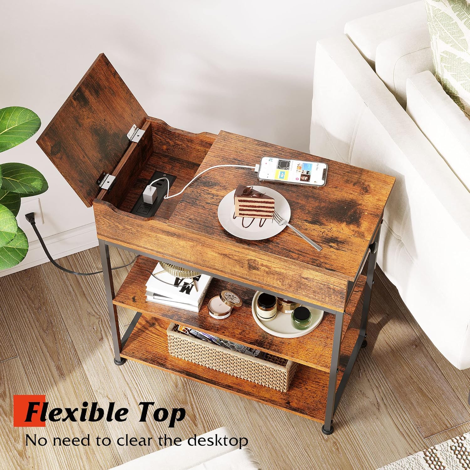 WLIVE Coffee Table and End Table Set, Retro Brown, Rustic Brown : Home & Kitchen
