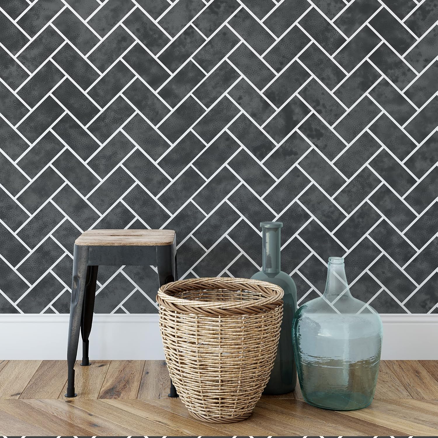 Basic Brick Angle Pattern Wall Stencil - Decorate Your Home for Less - Use This Large Wall Stencil to Add A Designer Touch to Your Room!
