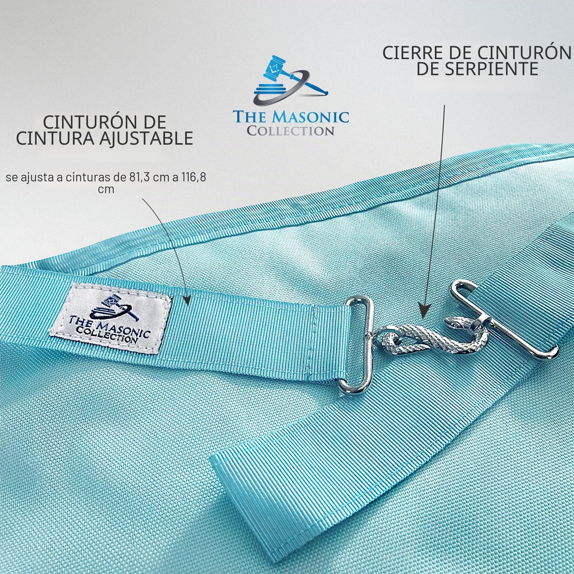 THE MASONIC COLLECTION Craft Regalia Master Masons MM Delantal de piel, hecho a mano y chapado en plata, cinturón ajustable, un útil accesorio de regalo masónico para masones