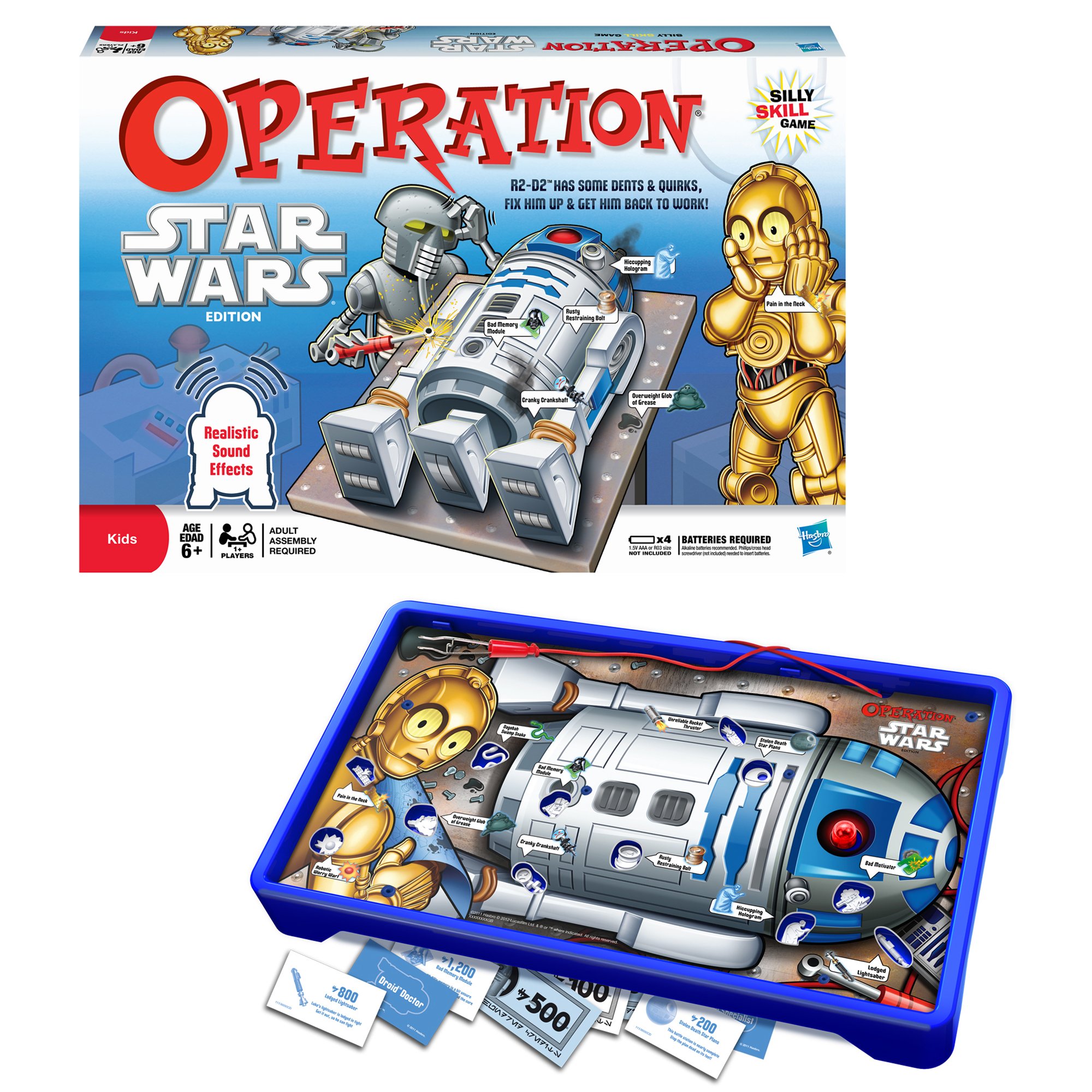 Hasbro Operation Star Wars Edition Board Game, Gameboard, Tweezers