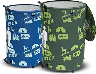 30 Gallon Collapsible Pop-Up Trash & Recycling Cans for RV's, Camping, Recycling, Yard Waste, Leaf Bag, Children Toy Bin (Trash & Recycling Cans)
