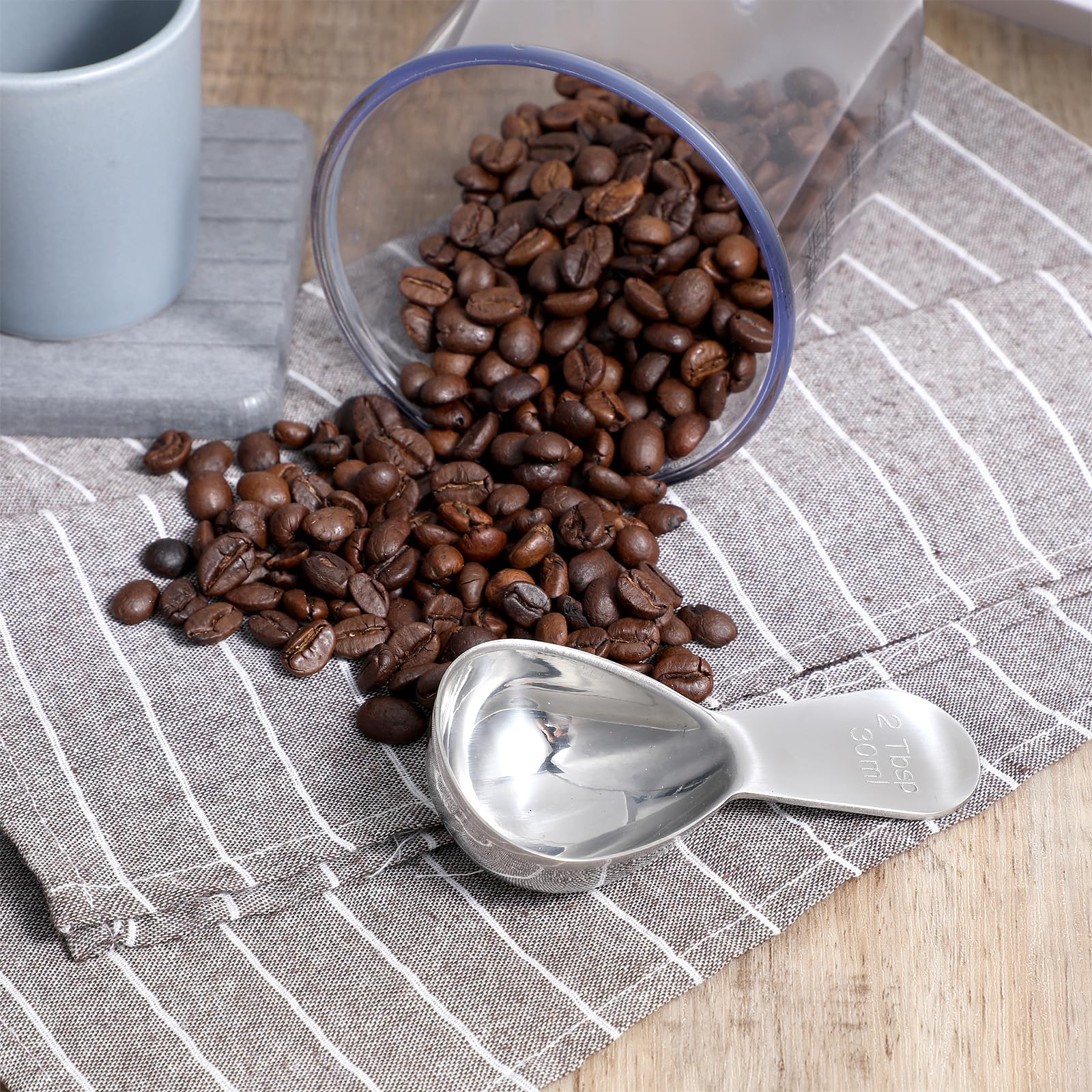 Set 2 Cucchiai Dosatori In Acciaio Inox Per Caffè - 15ml E 30ml, Manico Corto, Misura Incisa