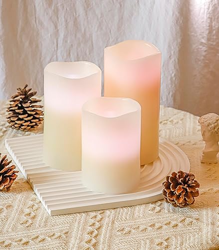 Miniatura 7 de YAKii Paquete de 6 velas sin llama que cambian de color, velas de cera real para exteriores con temporizador, velas LED con control remoto (D3 x H4