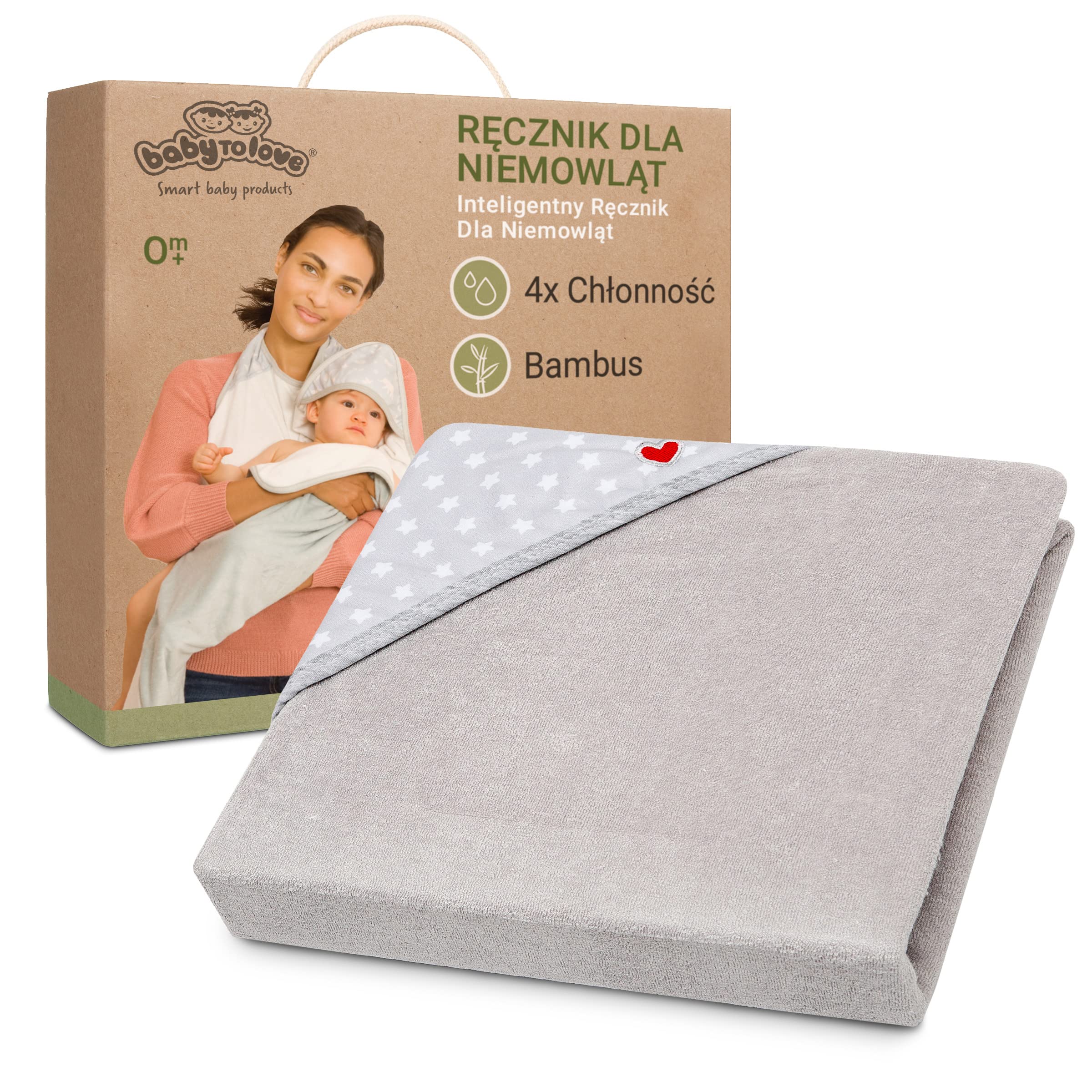 BabyToLove bardzo duzy hipoalergiczny recznik SmartBaby dla niemowlat | Rodzice sie nie zmocza | Ultra Miekki Antybakteryjny Bambus | White Stars