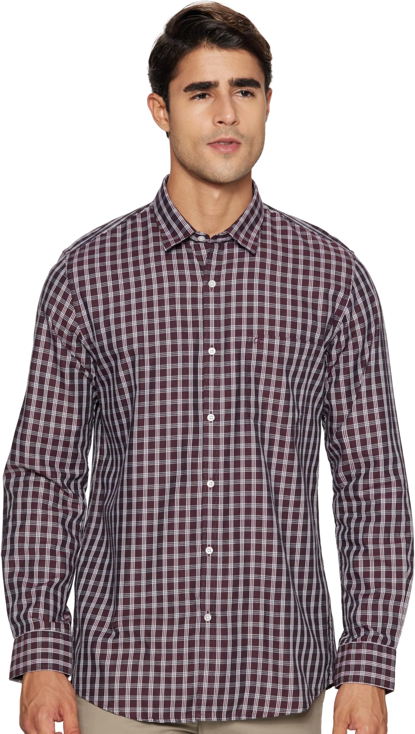 Peter England Men's Slim Fit Full Sleeve Checkered Casual Shirt | 100% Cotton | Premium Twill Weave