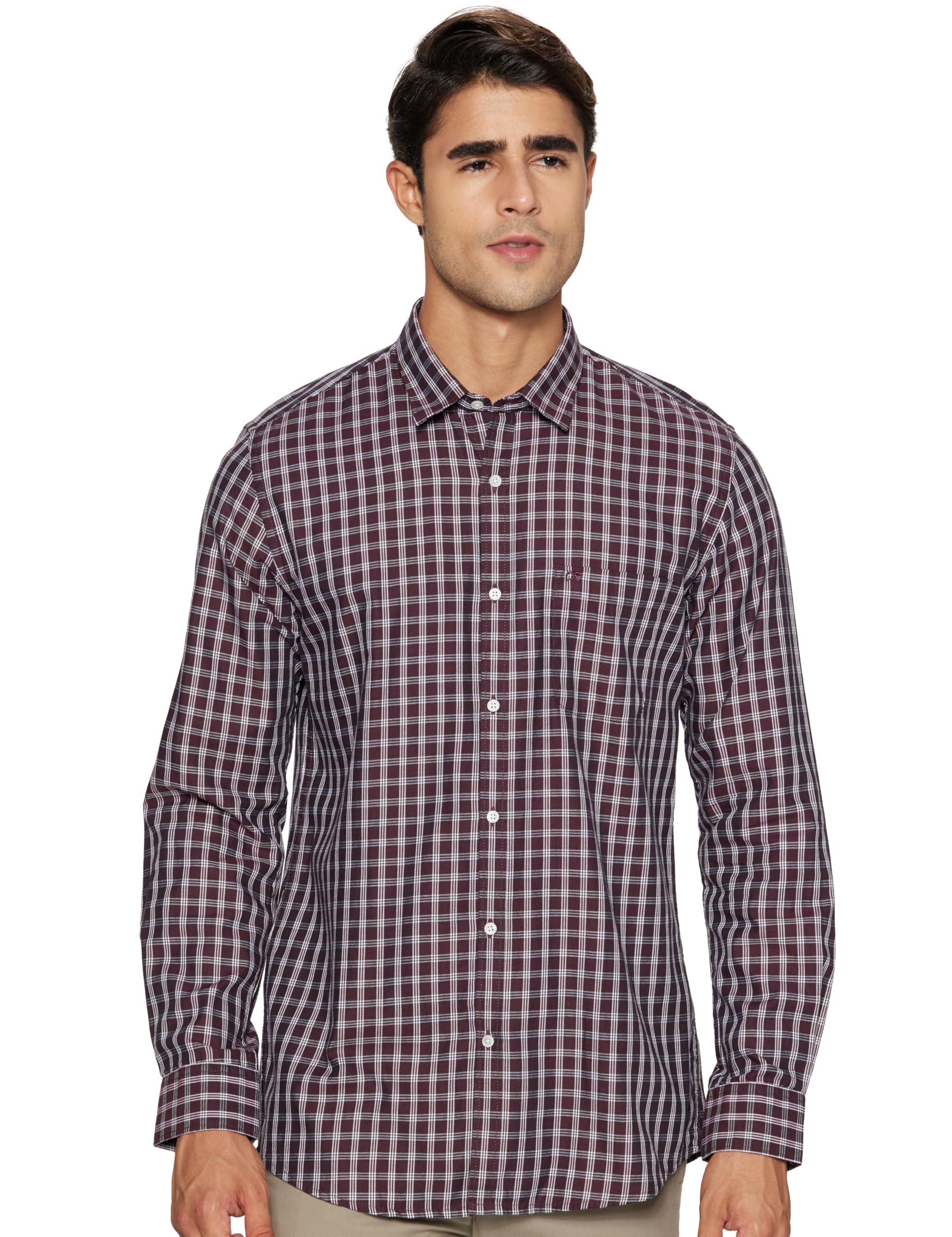 Peter England Men's Slim Fit Full Sleeve Checkered Casual Shirt | 100% Cotton | Premium Twill Weave