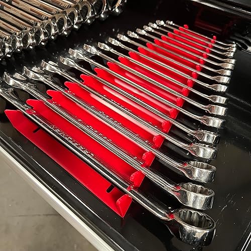 Miniatura 3 de Organizador de llaves estándar de 16 herramientas, soporte de llaves en forma de V de perfil bajo, resistente al combustible y a los disolventes,