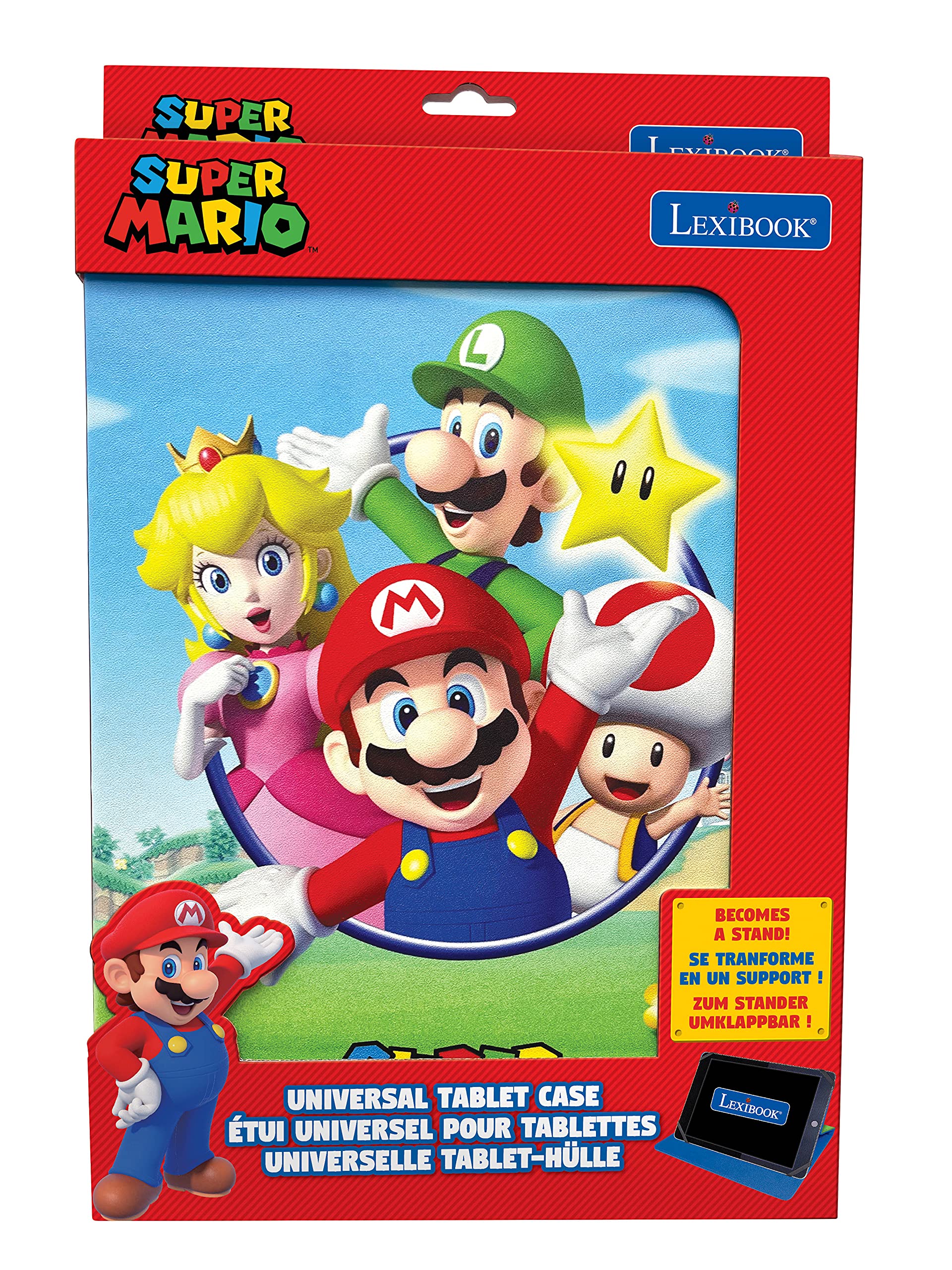 Lexibook, Super Mario, custodia universale per tablet da 7 a 10“, supporto per tablet per bambini, compatibile con Samsung, iPad e altri tablet da 7 a 10”, MFP100NI
