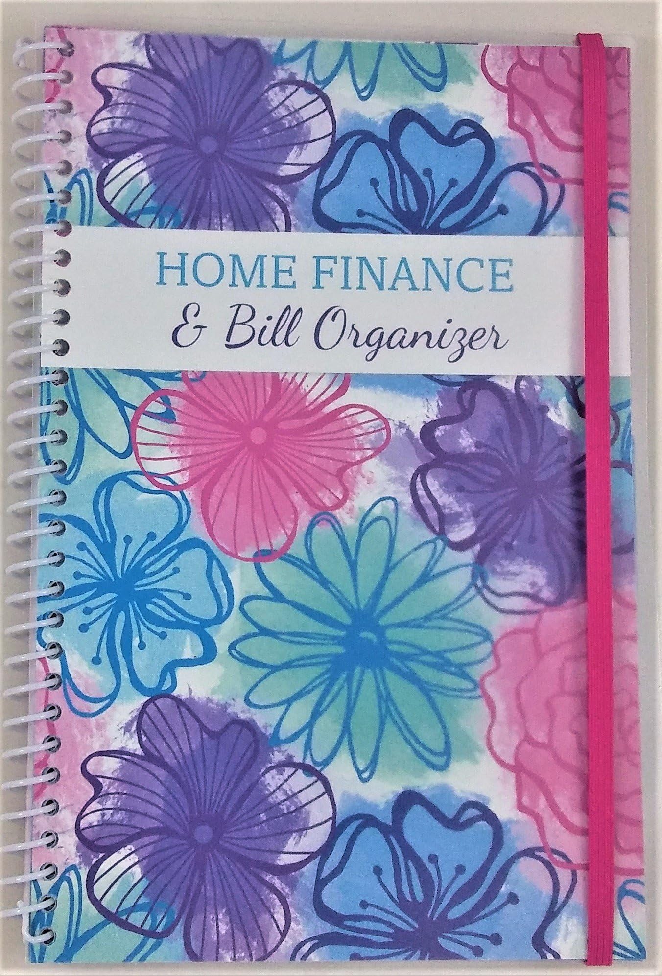 Home Finance & Bill Organizer with Pockets (Watercolor Flowers)