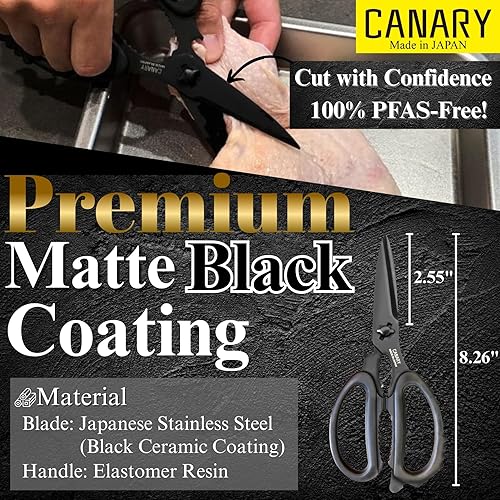Miniatura 10 de CANARY Tijeras de cocina japonesas resistentes fabricadas en Japón aptas para lavavajillas cuchillas separadas tijeras de cocina multiusos acero
