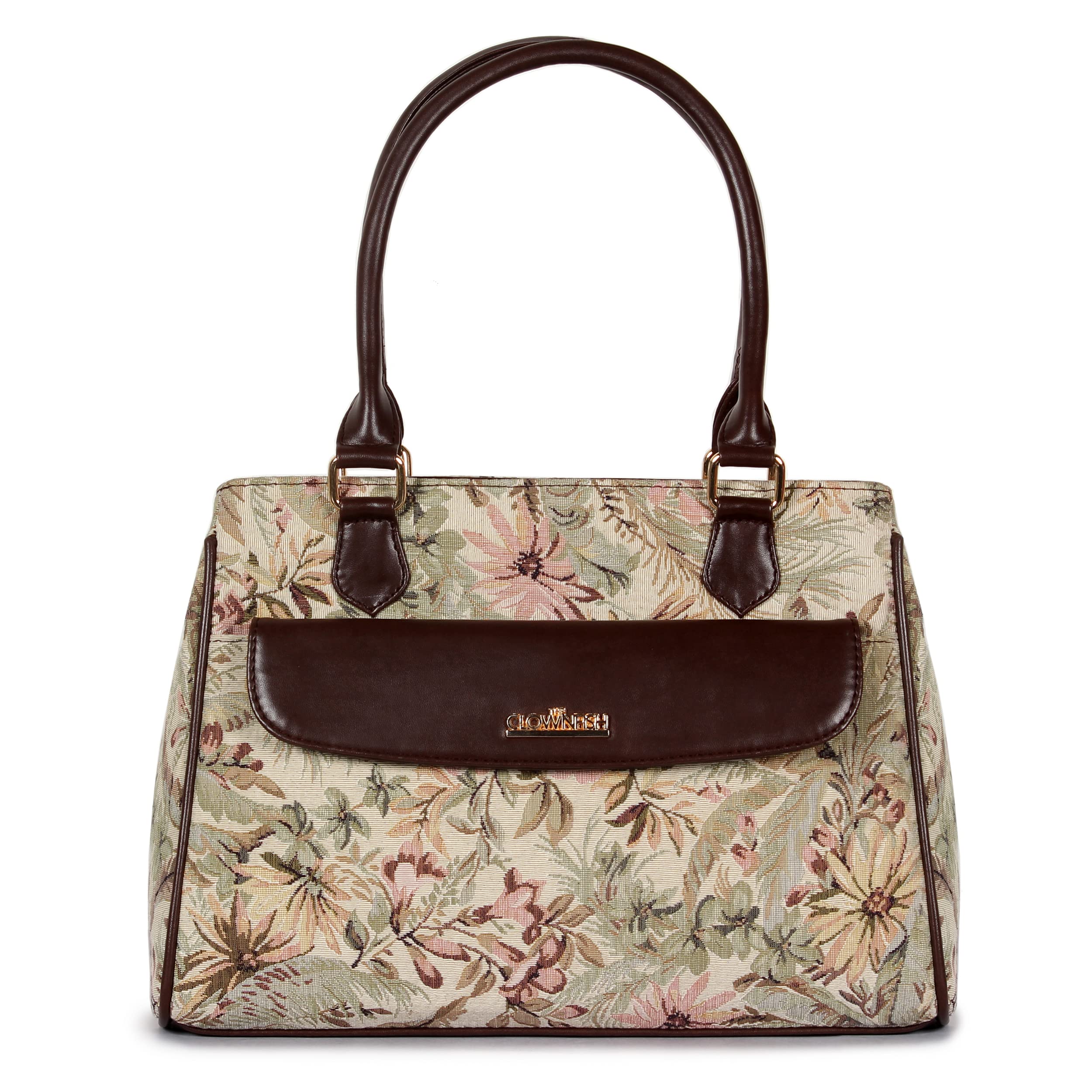 THE CLOWNFISHPrudence Faux Leather Handbag for Women Office Bag Ladies Shoulder Bag Tote For Women College Girls with Front Flap Pocket