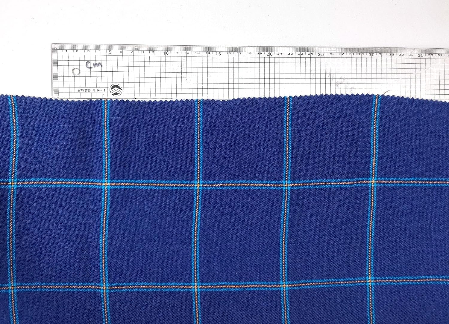 Navy Color 100% Linen Dobby Weave in Windowpane Check 7850 Navy