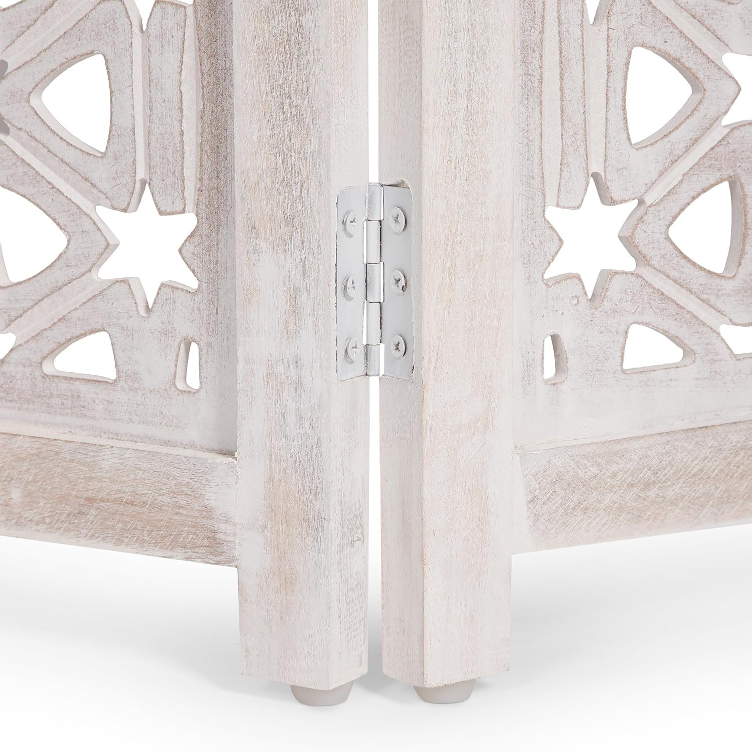 Wooden Pet Gate – 3-Panel Foldable, White Wash image 3