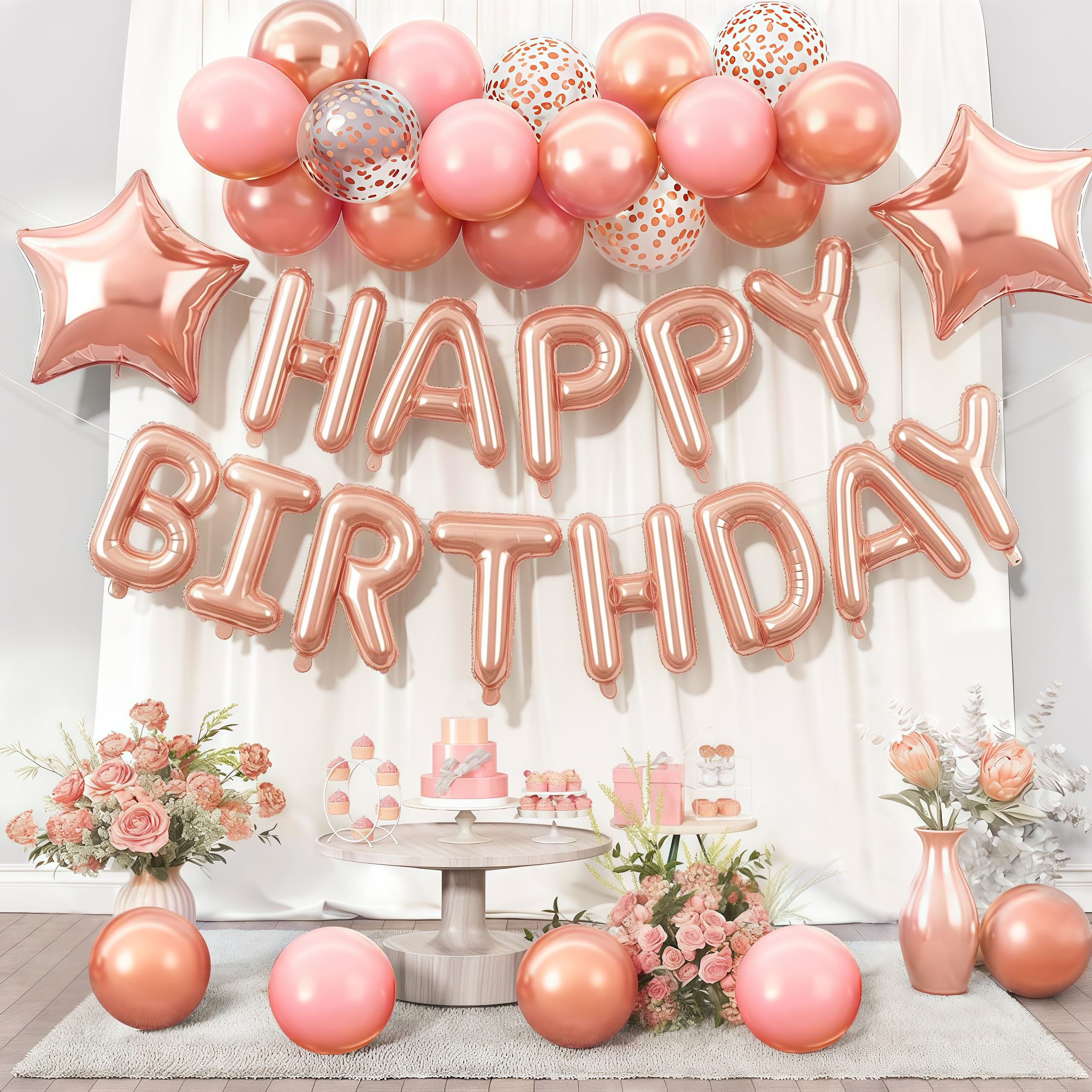 Hierein Happy Birthday Balloons Banner, Happy Birthday Banner Decorations
