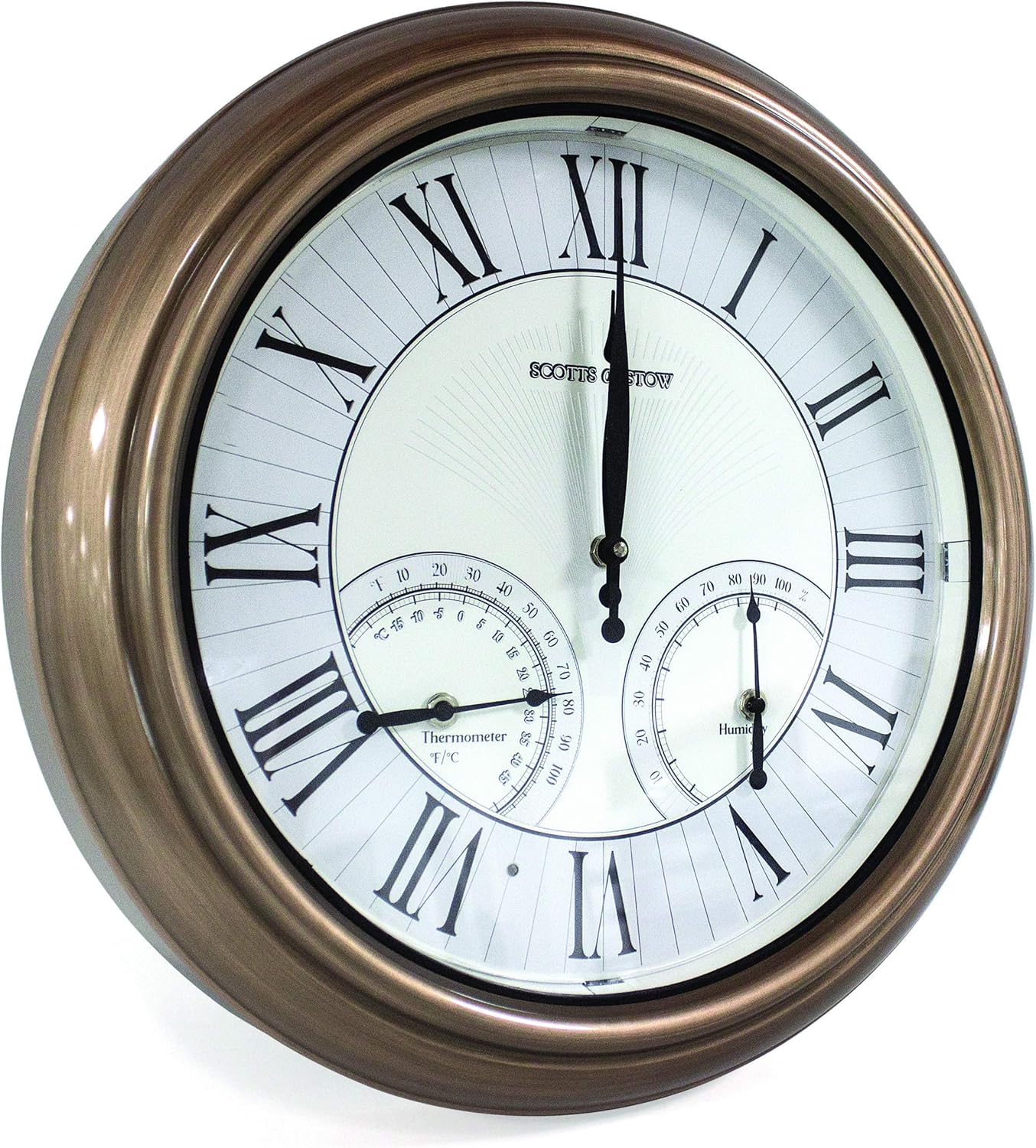 Burwells Illuminated Indoor Outdoor Atomic Clock with Hygrometer and Thermometer Weatherproof