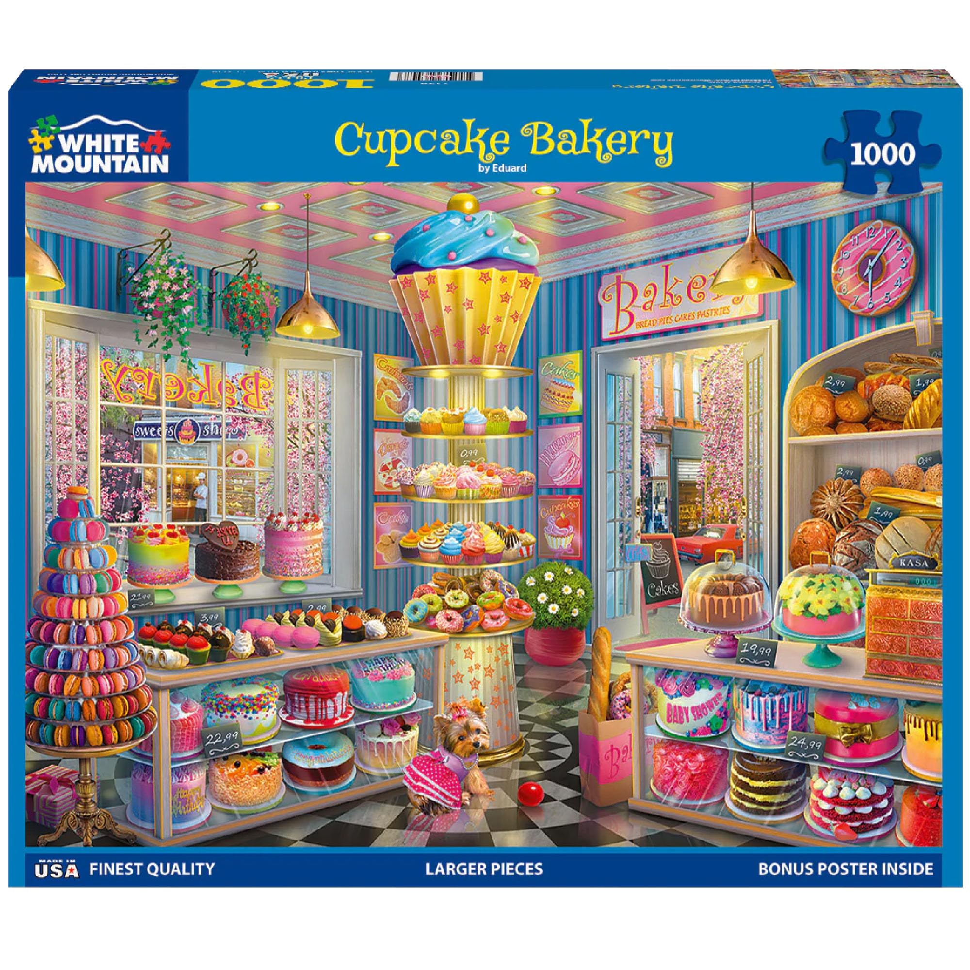 1000 Piece Jigsaw Puzzle Fun Food Collage, Cupcake Bakery | Large Pieces, Gift for Adults and Family, 24"x30" in