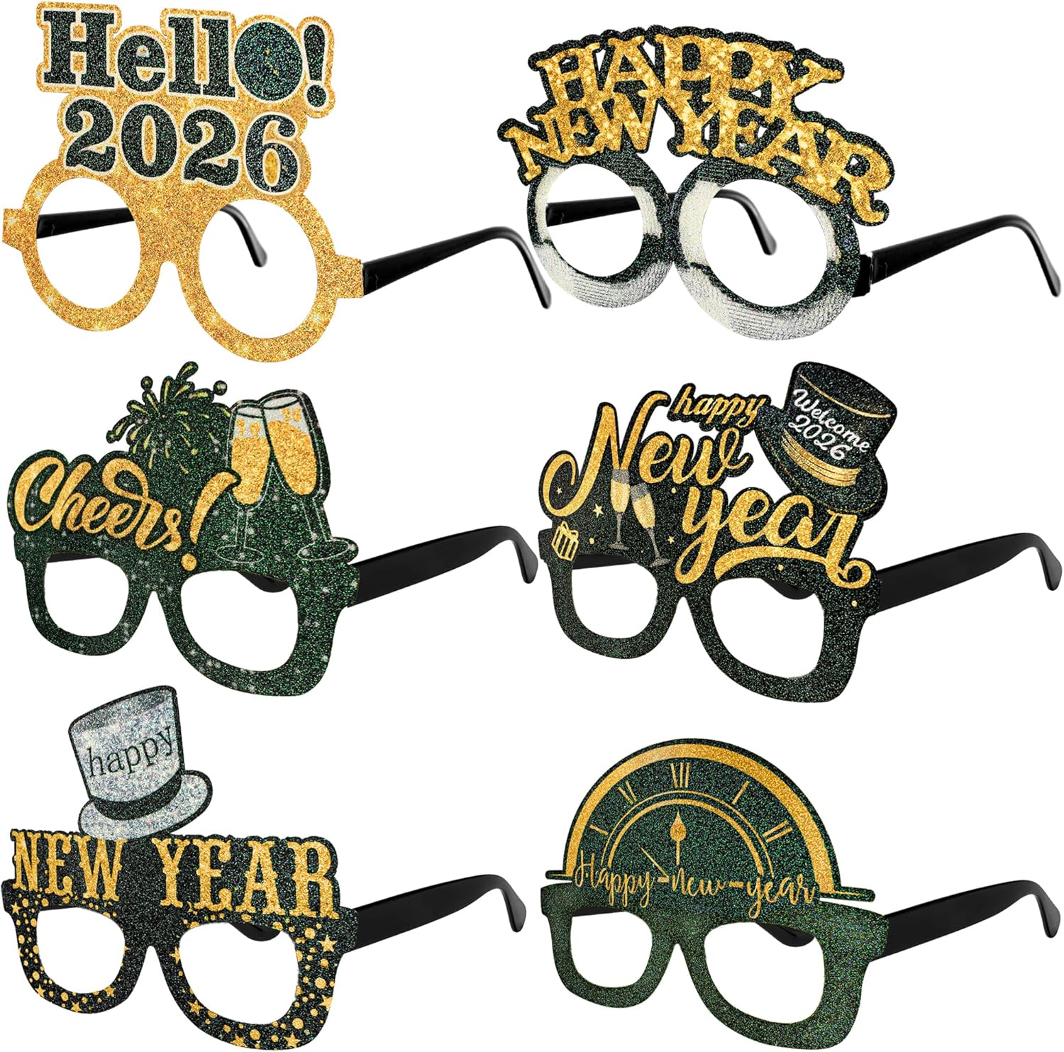 KatchOn, New Years Glasses 2026 - Pack of 6 | Plastic Gold and Black Glasses 2026 for Happy New Year Decorations 2026, New Years Eve Party Supplies 2026 | Happy New Year 2026, NYE Decorations 2026 - Image 7