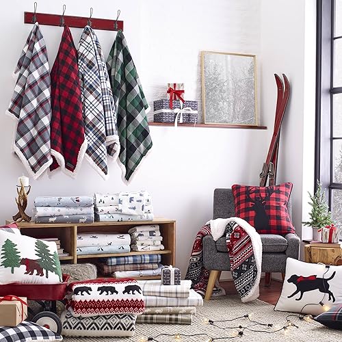 Miniatura 8 de Eddie Bauer - Sábanas de tamaño matrimonial, juego de cama de franela de algodón, cepillado para mayor suavidad, acogedora decoración para el hogar