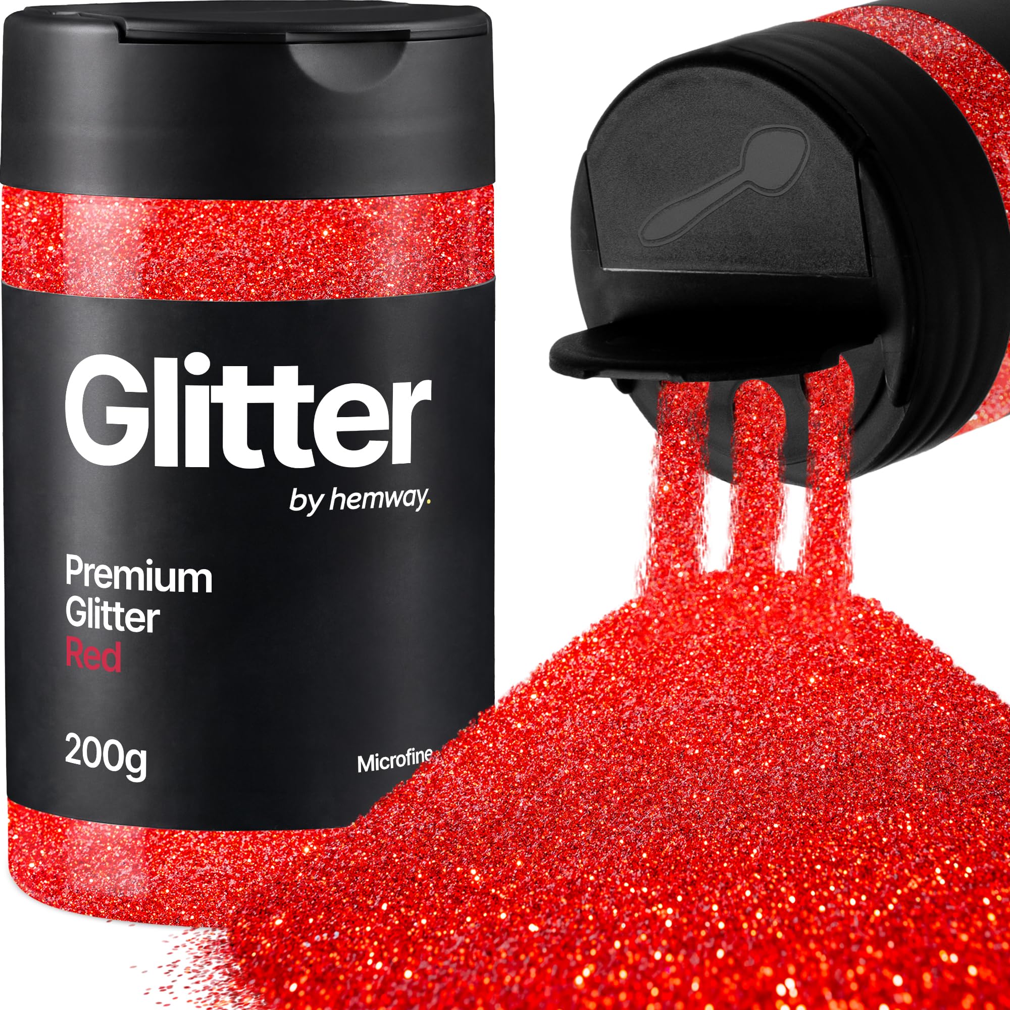 Hemway Red Glitter Shaker, 200g Microfine Glitter for Crafts Metallic Flake Sequins for Resin & Epoxy Crafts for Decorating, Halloween, Christmas, Nail, Face, Art