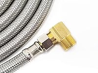 Vista 3 de Kit de instalación de manguera para lavavajillas - Acero inoxidable premium - Línea de suministro de agua a prueba de explosiones con conexiones