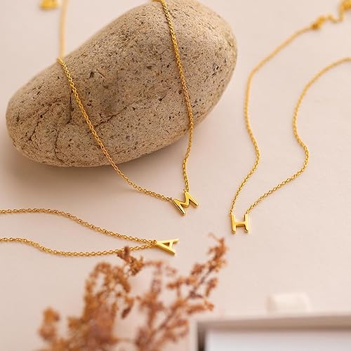 Miniatura 5 de Collares con inicial para mujer, delicado collar chapado en oro, collar con dije de monograma personalizado, collar simple y lindo con inicial