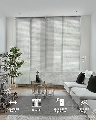 Miniatura 2 de GoDear Design Persianas verticales ajustables iridiscentes de 45.8 a 86 pulgadas de ancho x 96 pulgadas de alto, persianas extensibles para