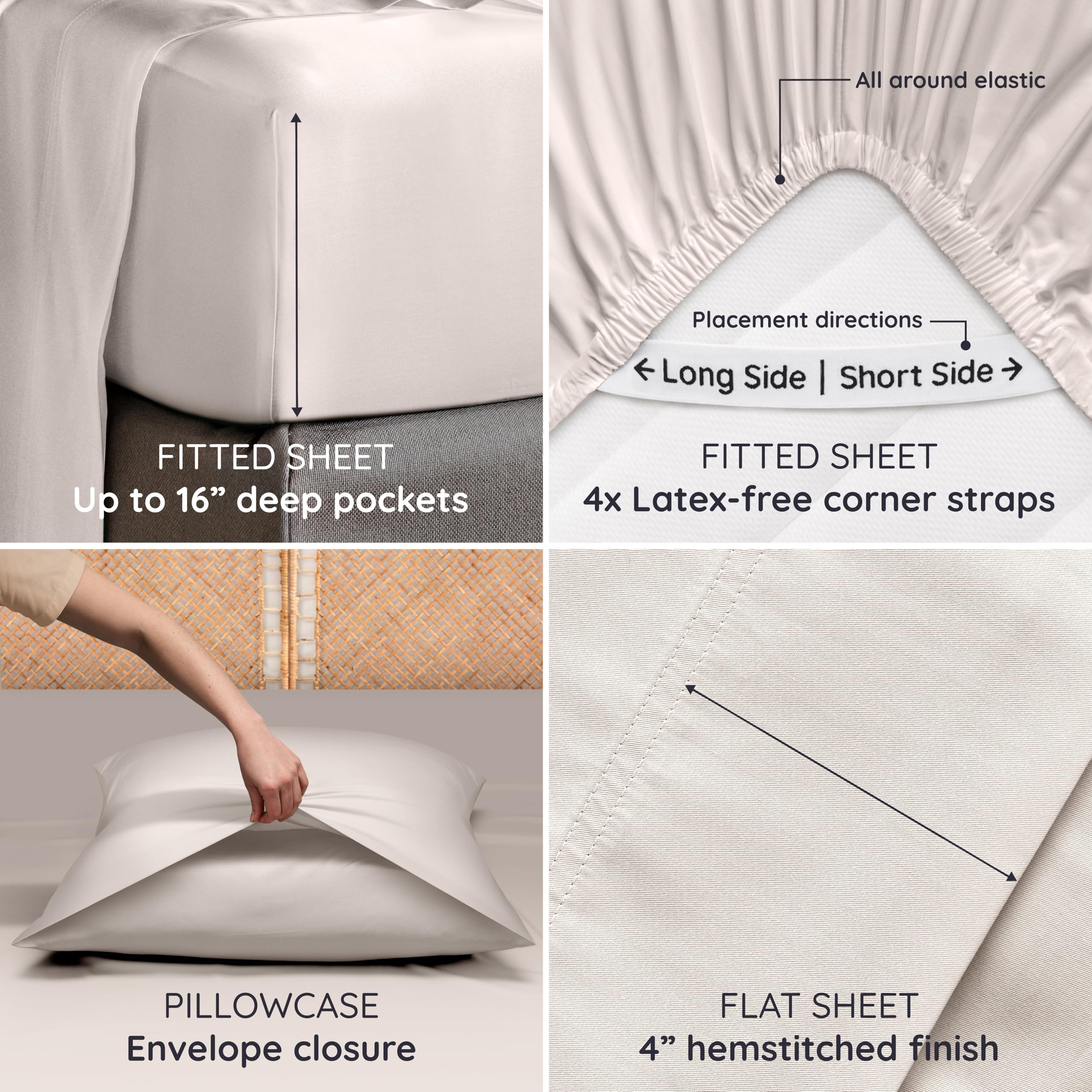 Bambaw 100% Viscose Derived from Bamboo Sheets King Size Set – 4pcs Luxury Bed S — product photo