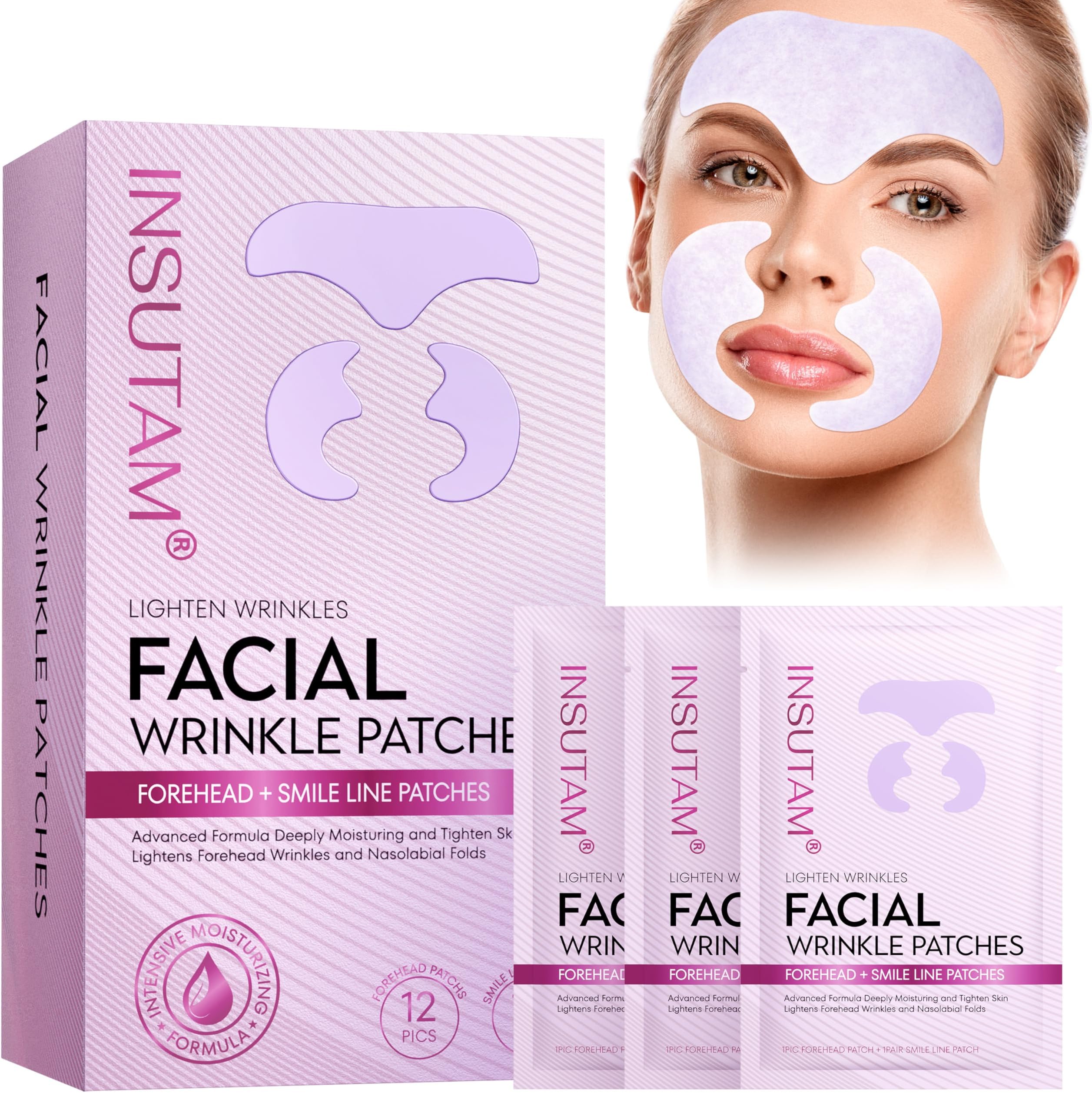 Forehead Wrinkle Patches for Anti-wrinkles: Overnight Face Wrinkles Patches to Lift Smile Lines for Women (12PRS)