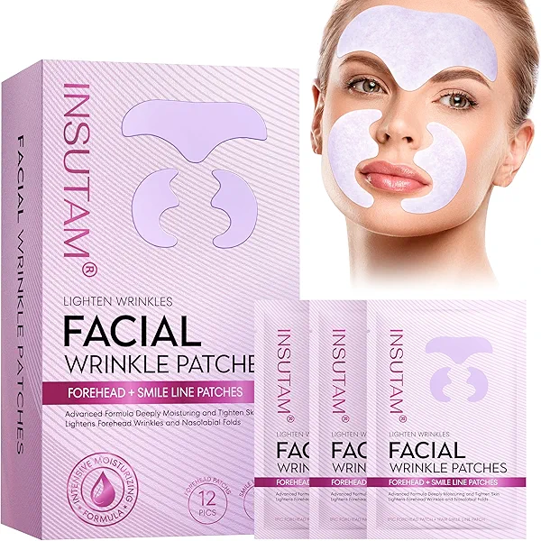 Insutam Forehead Wrinkle Patches for Anti-wrinkles: Overnight Face Wrinkles Patches to Lift Smile Lines for Women (PINK)
