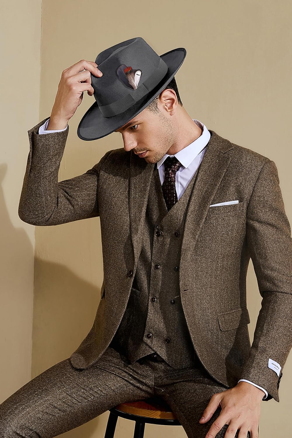 BABEYOND Fedora Hats Cap for Men Women Wide Brim Hat 1920s Gatsby Panama Costume Accessories - Image 2