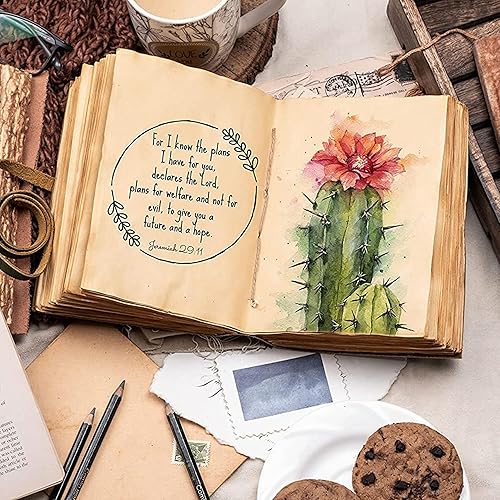 Miniatura 5 de LEATHER VILLAGE Diario encuadernado en cuero, marrón fucsia, 7 x 5 pulgadas, 220 páginas, diario vintage de papel en blanco para escribir, dibujar,