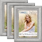 Icona Bay - 5x7 (13x18 cm) Picture Frame - Ash Grey - Rustic Wood Pattern - Lightly Distressed Frame for Table Top Display or Wall Mount - Traditions Collection