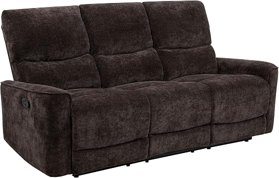 Coaster Home Furnishings - Navarro - 3-Piece Upholstered Reclining Sofa Set with Channel Tufting, Manual Recline, and Padded Armrests - Living Room - Dark Brown - 609571-S3