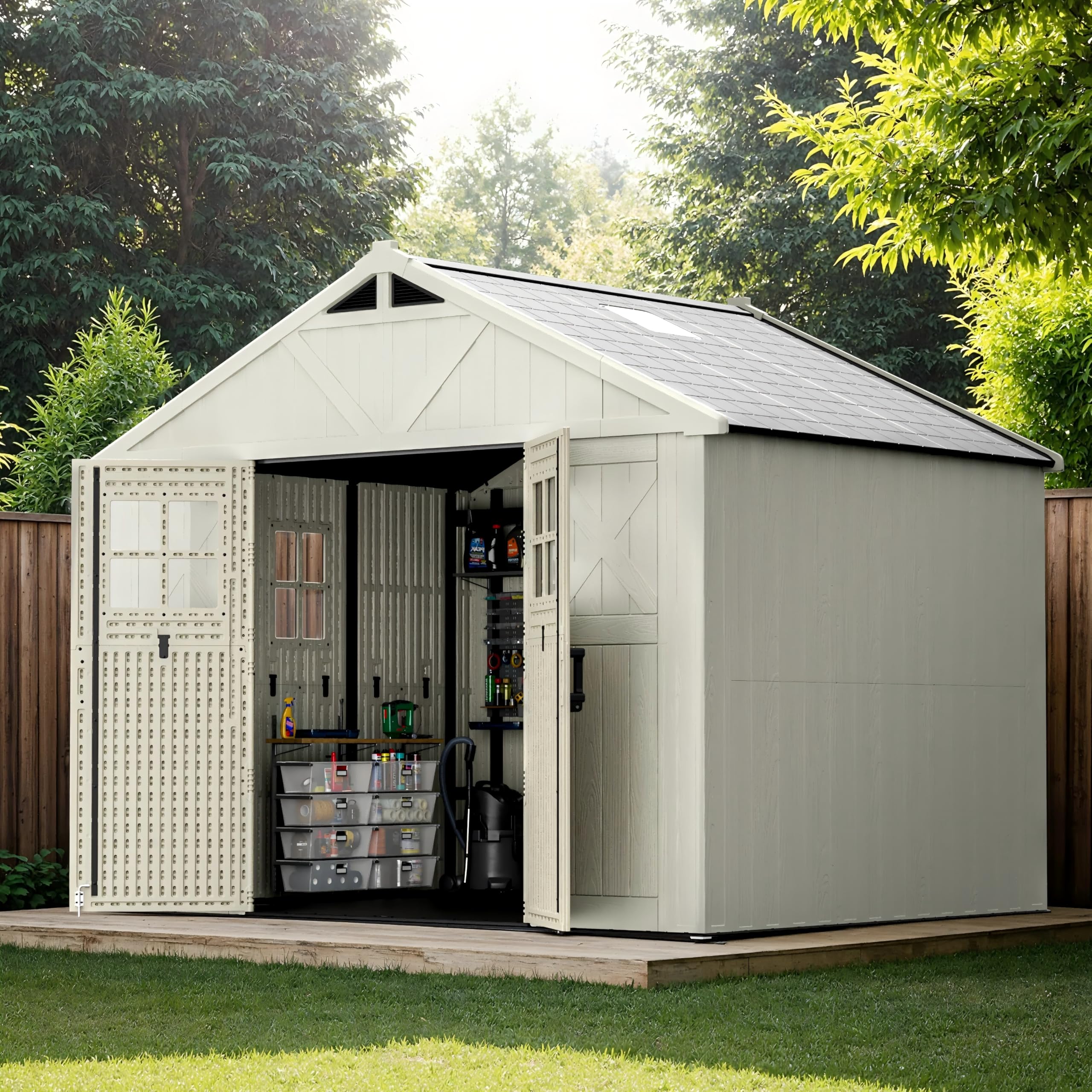 Amazon.com : Patiowell 10x8 FT Resin Outdoor Storage Shed, Plastic