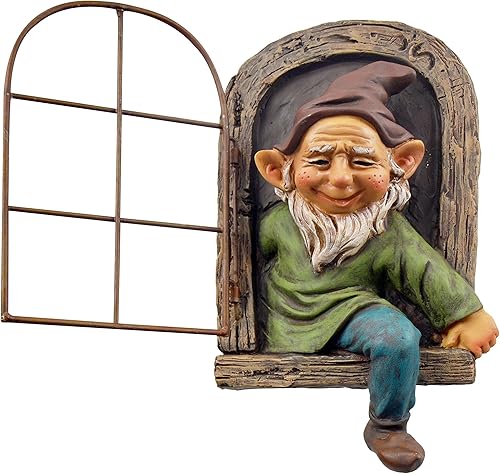 Miniatura 1 de Red Carpet Studios 49063 Cara de árbol de gnomo pintada a mano esculpida para decoración al aire libre, regalos de jardín, 11.81 x 7.28 pulgadas,