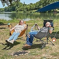Vista 2 de TIMBER RIDGE Silla de camping tipo hamaca, silla hamaca oscilante de gran tamaño con respaldo y asiento ajustables para césped al aire libre