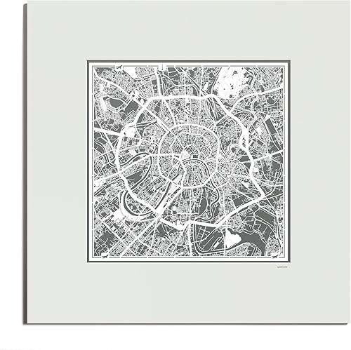 Miniatura 140 de O3 Design Studio Mapa de corte de papel Madrid negro mate de 20 x 20 pulgadas