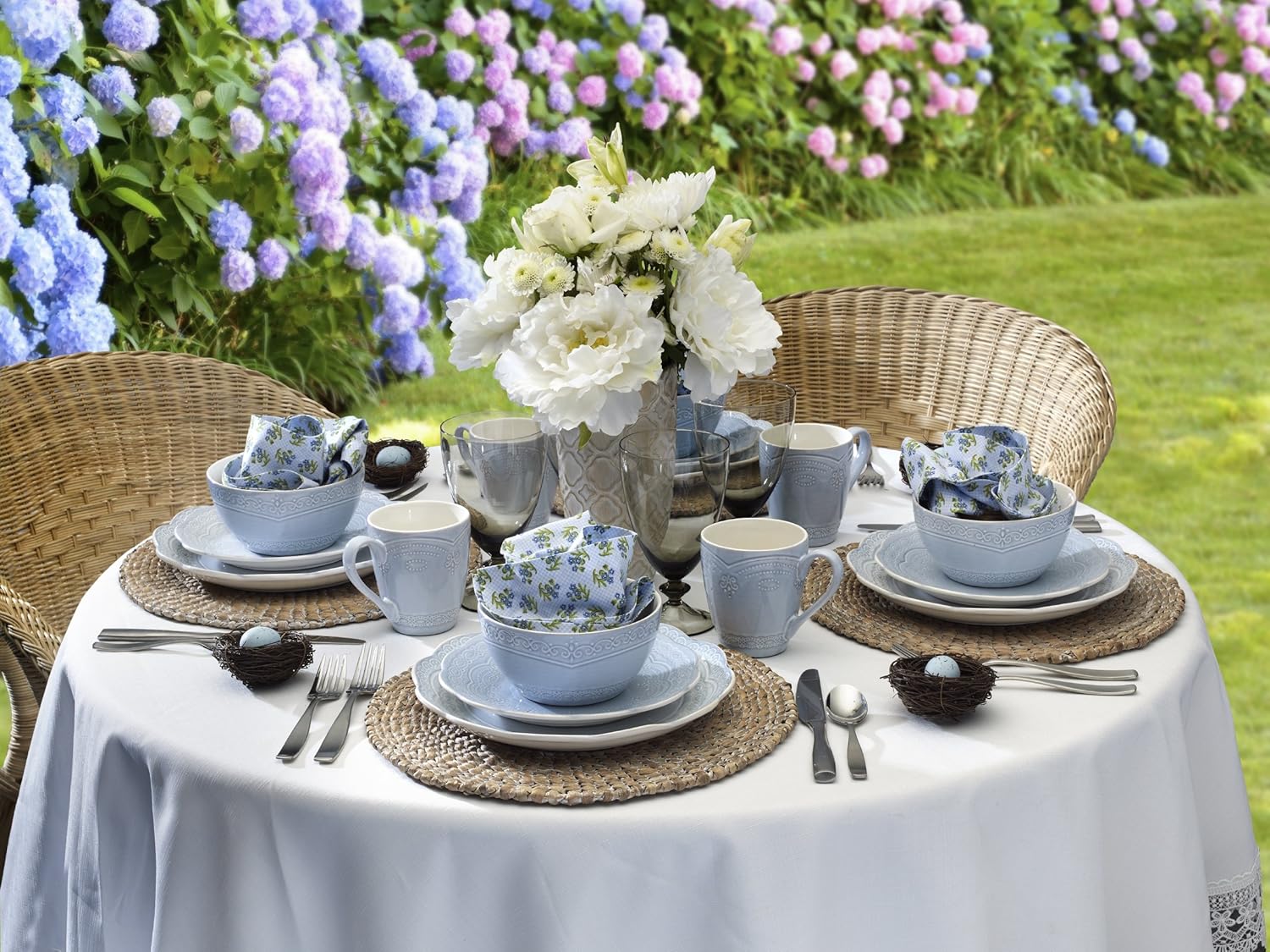 Pfaltzgraff Seraphina 16-Piece Stoneware Dinnerware Set, Service for 4,Blue - Image 2