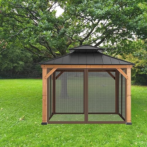 Miniatura 7 de SunCula Mosquitera de repuesto con cremallera para patio al aire libre, jardín y patio trasero (10 x 10 pies, marrón)
