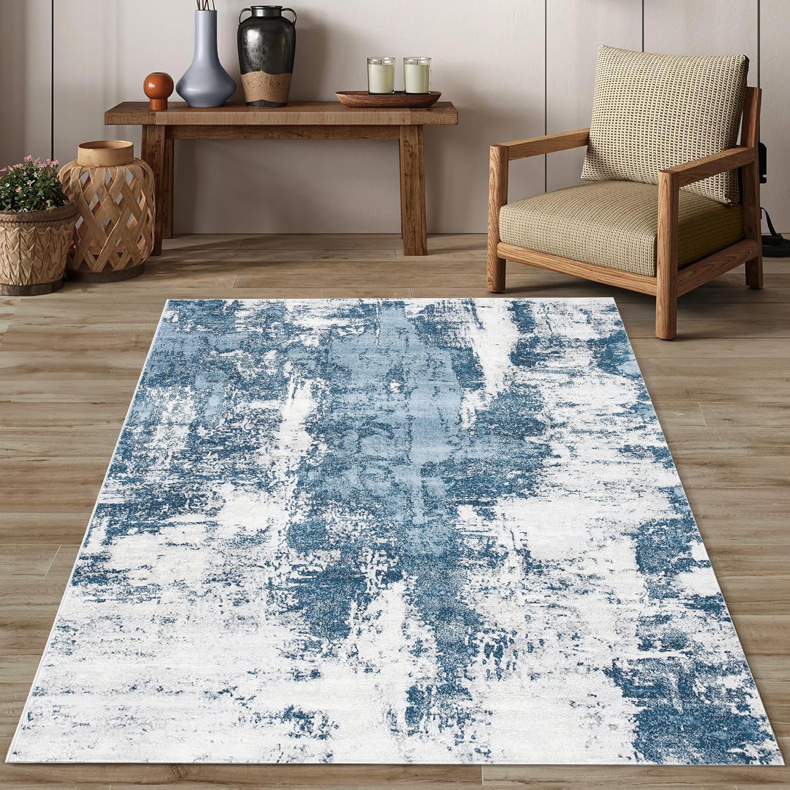Nowoczesne abstrakcyjne dywaniki 1,6 x 1,8 m art deco niebieski szary dywan z krótkim włosiem do salonu sypialni jadalni - stylowy 160 x 180 cm wystrój domu
